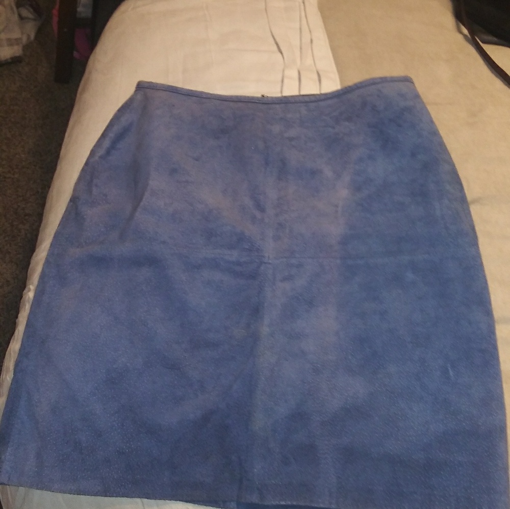 Suede blue skirt AR FASHION CO